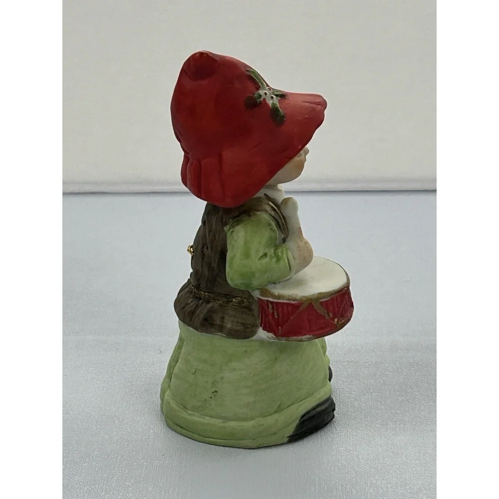 Vintage 1980 MWC Little Drummer Boy Bell Figurine Lamb Taiwan Christmas Ceramic